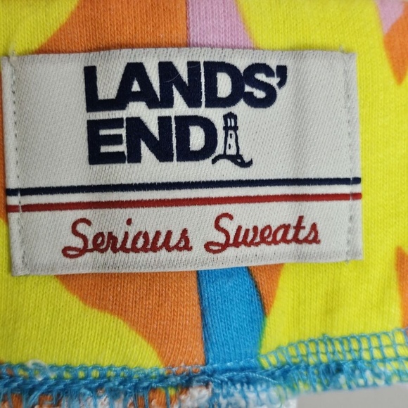 Womens Lands End Serious Sweats Sweatshorts Colorful Floral Retro Hippie Size 2X - Picture 5 of 11